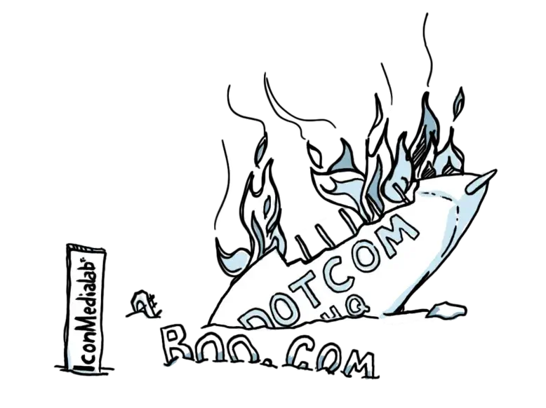 Tecknad bild på DotCom Krasch