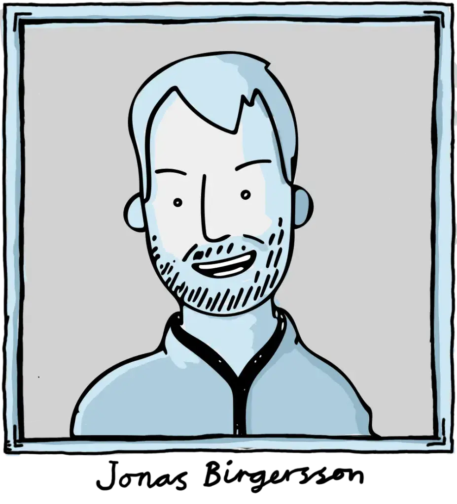 Tecknad bild på Jonas Birgersson