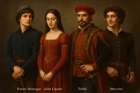 Bilden som kan accosieras med 'Karaktärer' från boken 'Romeo och Julia' 