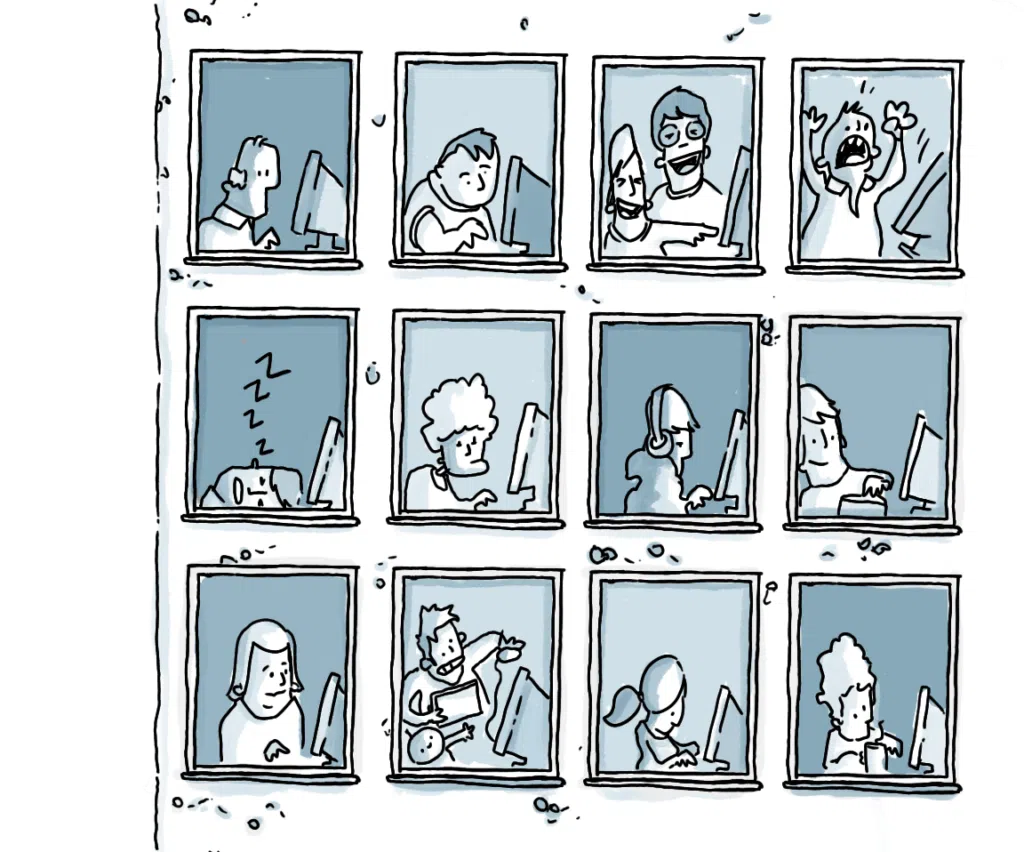 en bild på personer som jobbar med datorer